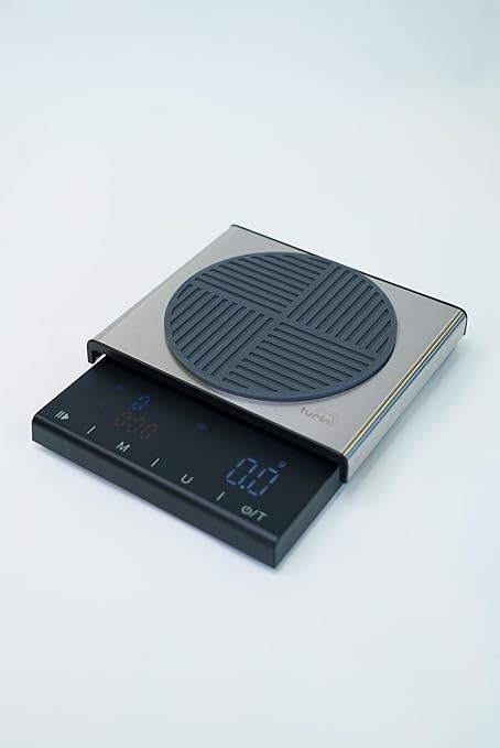 Turin Pour Over Scale by Turin Grinders | USB/C Rechargeable Coffee Scale with Brew Ratio Calculator, 0.1g Precision, and Multiple Unit Modes