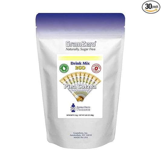 GramZero 2GO Sticks - Pina Colada, Zero Calorie Sugar Free Drink Mix, Stevia Sweetened, Great For Nutrition Club Loaded Tea To Go Kits
