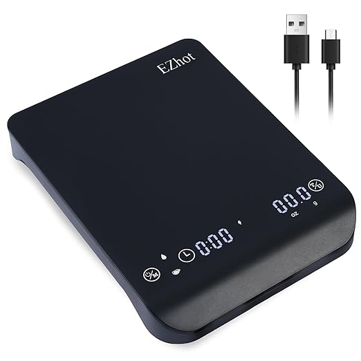 Multifunctional Coffee Scale Features high Precision sensors with 0.1g Sensitivity, Dual LCD, Rechargeable Battery, Tare Function, 4 Weighing Modes, and USB-C Charging