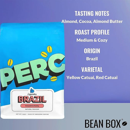 Brazil Legender - Roasted by Perc Coffee - Freshly Ground Coffee - 12 Ounce Bag