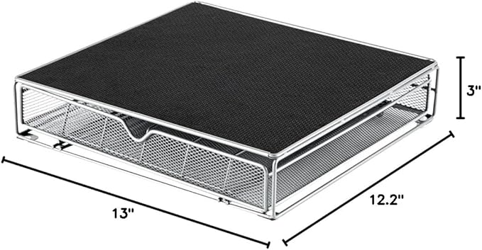 Restaurantware Restpresso 13 x 12.2 x 3 Inch Coffee Capsule Drawer 1 Heavy-Duty Pod Drawer - Holds 36 K-Cups Grip Top Iron Espresso Pod Organizer Mesh Tray Pods Not Included