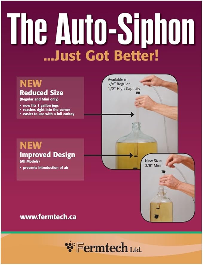 Fermtech 1/2" Large 27" Fast Flow Deluxe Siphoning Kit – Auto Siphon for Home Brewing, Beer, Wine, Mead, and Craft Brew – Includes Food-Grade Hose & Bottling Wand for Easy Transfer & Filling