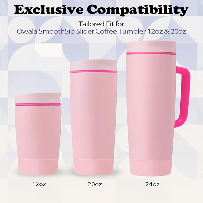 2pcs Silicone Boot for Owala SmoothSip Slider Coffee Tumbler 20oz 12oz, Anti-Slip Sleeve for Travel Coffee Mug, Protective Accessories for Owala BPA Free (Blush Pink)