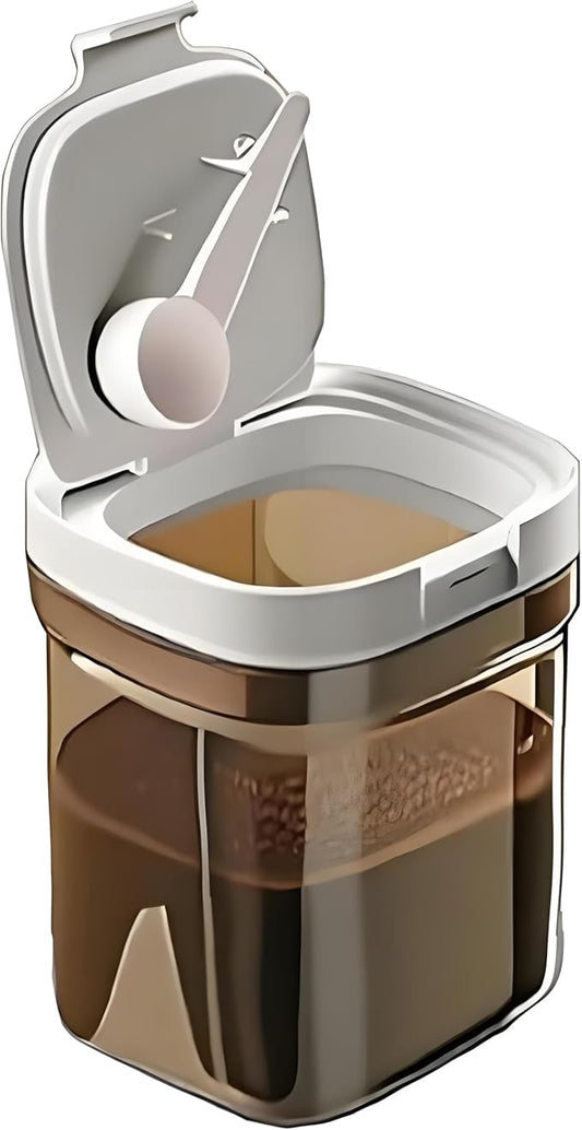 Airtight Coffee Canister, 20oz Coffee Storage Container with Scoop, Kitchen Food Storage Jar for Grounds Coffee, Beans, Tea, Sugar, Flour, Cereal, 1800ml