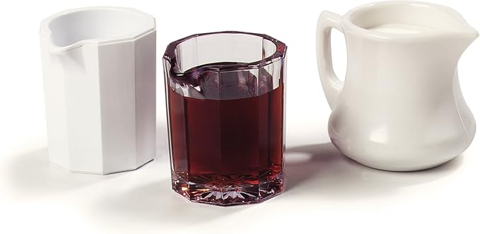 Carlisle FoodService Products 456302 Serving Creamer/Pitcher, Plastic, 2.5" H, 2.56" W, 2.56" L, SAN, 2.9 fl. oz, White (Pack of 4)