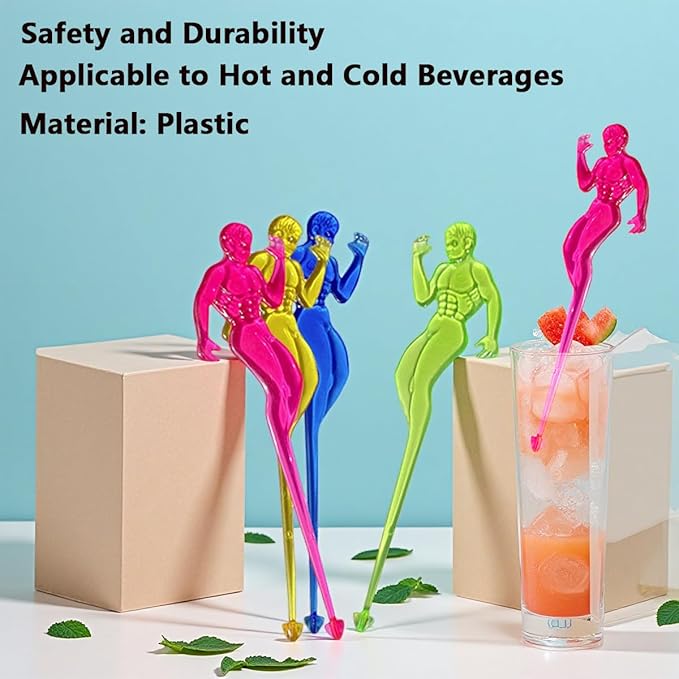 50 Pcs 5.9" Extra-Long Plastic Cocktail Swizzle Sticks, Unique Tropical Design Drink Stirrers Reusable Novelty Swizzle Sticks for Cocktails, Juices, and Party Beverages
