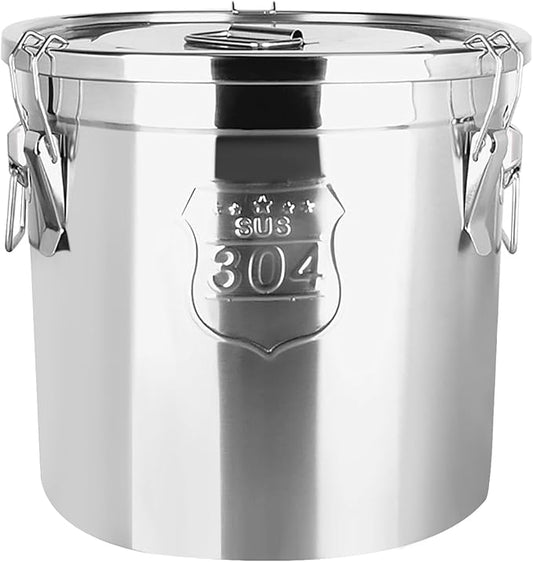 6L/1.31gal Stainless Steel Airtight Canister, Food Storage Canisters with Airtight Lid&Locking Clamp, Rice Cereal Grain Canisters Container, Storager Bucket for Flour, Coffee Bean, Sugar, Cookie, Milk
