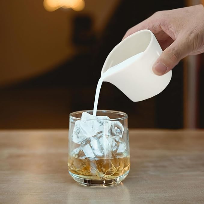 Ceramic Mini Creamer Pitcher Set for Tea, Coffee, Milk, Porcelain White Sauce Dispensers, 4 oz Pouring Jugs, 2 Pieces (2)