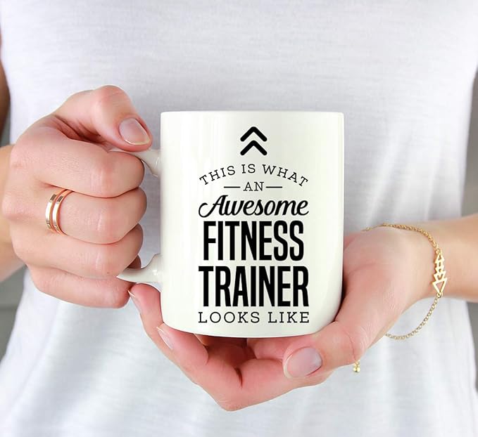 Andaz Press 11oz. Ceramic Coffee Tea Mug Thank You Gift, This is What an Awesome Fitness Trainer Looks Like, 1-Pack, Birthday Christmas Gift Ideas Coworker Him Her, Includes Gift Box