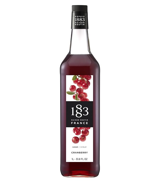 1883 Cranberry for Drinks, Made in France, 1 Liter Glass Bottle