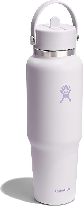 Hydro Flask Travel Water Bottle - Insulated Stainless Steel - Wide Straw Lid, Non Spill, Leakproof in 40 Oz Cloud Pink