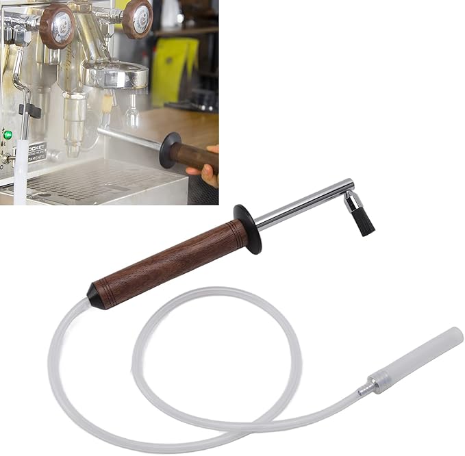 Coffee Machine Cleaning Brush, High Temperature Resistance Wood Handle Replaceable Brush for Coffee Maker Steam Cleaning Tool