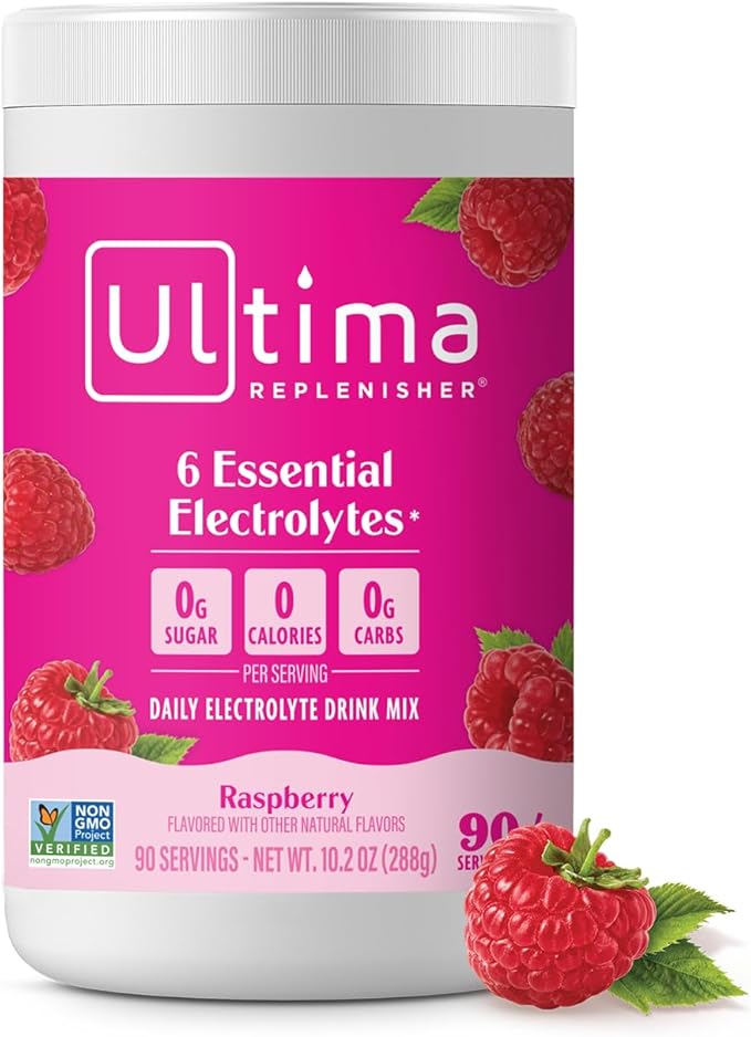 Ultima Replenisher Daily Electrolyte Powder Drink Mix – Sugar Free – Raspberry, 90 Servings – Hydration Powder with 6 Key Electrolytes and Trace Minerals – Keto Friendly, Vegan, Non-GMO