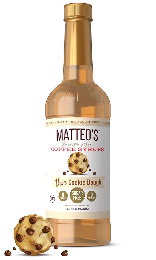 Matteo's Cookie Dough Coffee Syrup – Sugar-Free, Zero Calories, Keto Friendly, 33.8 oz