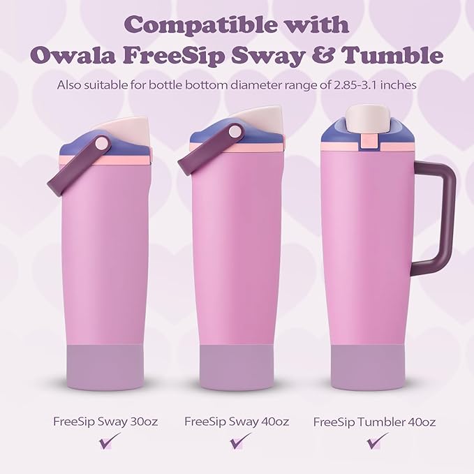 2PCS Silicone Boots for Owala 30oz & 40oz FreeSip Sway Bottles & Tumblers – Non-Slip, Scratch-Resistant, Stability Enhancer for Owala Accessories (Lilac Bloom)