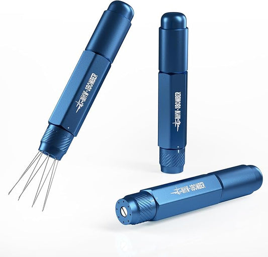 MHW-3BOMBER WDT Tool Espresso Distribution Tool Retractable Espresso Coffee Stirrer, Adjustable Range Coffee Distributor for Barista, Magnetic Store, 0.4mm 8 Needles with 8 Extra, Blue, T6192-OS