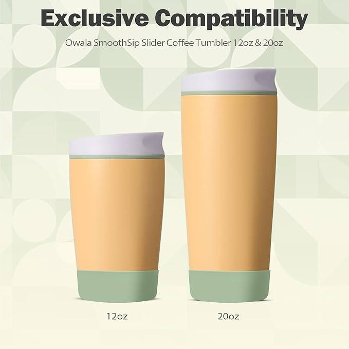 2pcs Silicone Boot for Owala SmoothSip Slider Coffee Tumbler 20oz 12oz, Anti-Slip Sleeve for Travel Coffee Mug, Protective Accessories for Owala BPA Free (Sage)