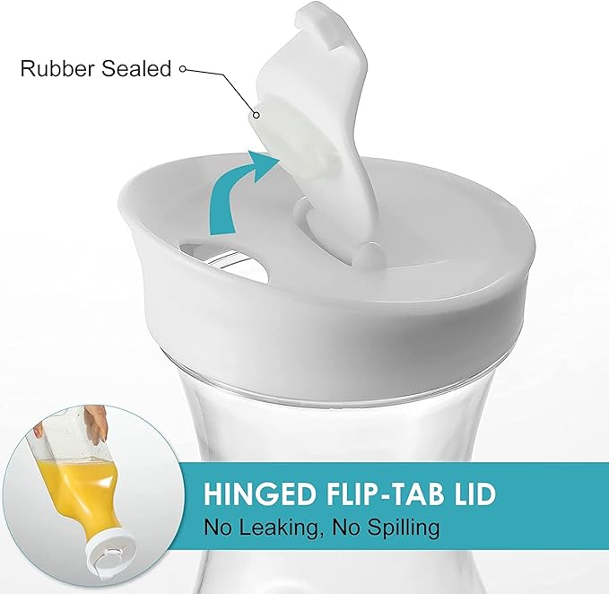 Plastic 8 PACK Large 50 Oz Water Carafe with Flip Top Lid, Square Base Juice Containers, Clear Plastic Pitcher - for Water, Iced Tea, Juice, Beverage, Milk, Cold Brew and Mimosa Bar - HAND WASH ONLY