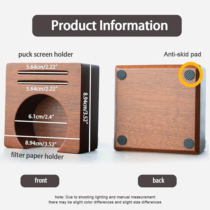 2 IN 1 Holder Stand For the Coffee Filter Paper and Espresso Puck Screen,Sapele Premium Solid Wood Organizer For Tidying Espresso Accessories(Filter Not Included) (for 51/54mm)