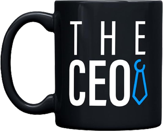 THE CEO Stylish Coffee Mug for Coffee Lovers - Premium Boss Mug with Gloss Finish - Premium Ceramic, Microwave Safe, 11oz Gift Mugs (Black)