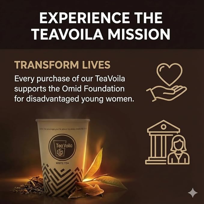 TeaVoila Instant Brew Tea in A Cup - Organic Loose Leaf Jasmine Green Tea – Tea Infuser Built In Biocompostable 6 Cups, Each Refillable 3x, 18 Servings in Total – No Tea Bags Needed, For Office & Travel