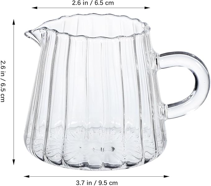 Glass Milk Frothing Pitcher 6.76Oz Clear Creamer Jug for Coffee Tea Serving Home and Restaurant Use