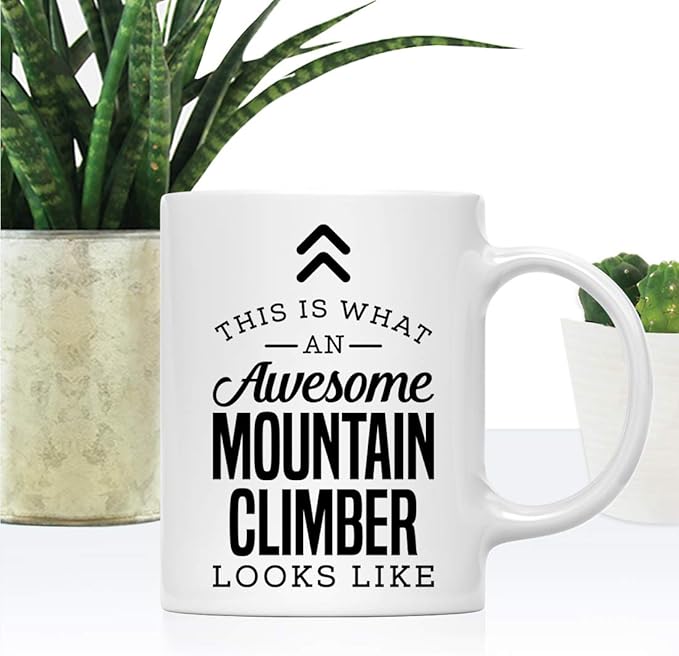 Andaz Press 11oz. Ceramic Coffee Tea Mug Thank You Gift, This is What an Awesome Mountain Climber Looks Like, 1-Pack, Birthday Christmas Gift Ideas Coworker Him Her, Includes Gift Box