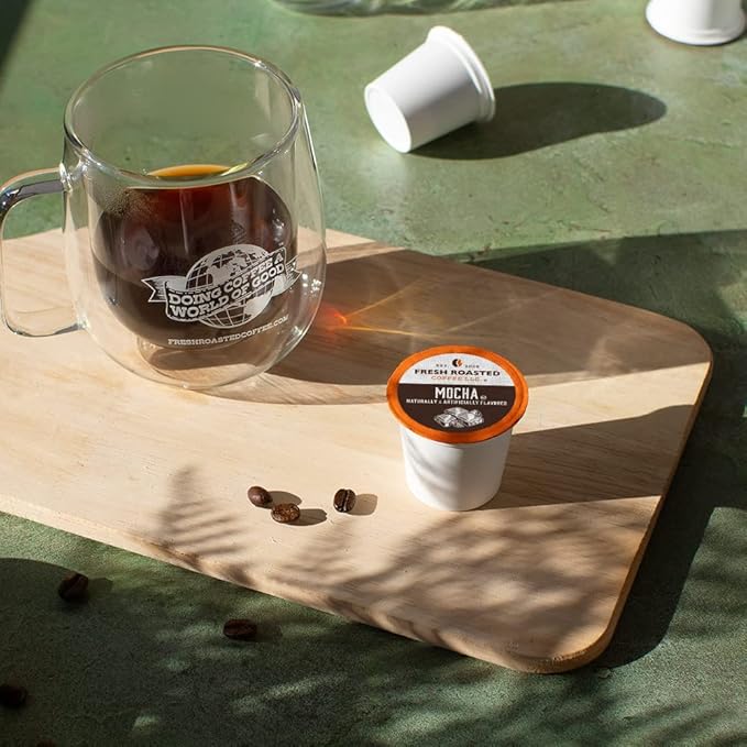 Fresh Roasted Coffee, Mocha, Flavored Coffee Pods, 24 Count