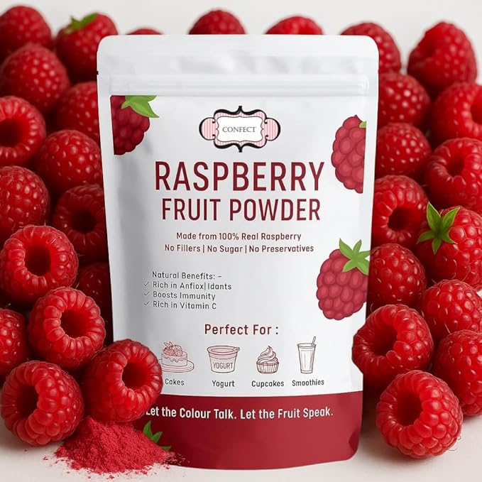 Confect Rasberry Fruit Powder | Pure & Natural Fruit Powder for Smoothies, Baking, Beverages, Juices, Tea & DIY Recipes | Vegan, Gluten-Free, No Added Sugar – 3.5 OZ