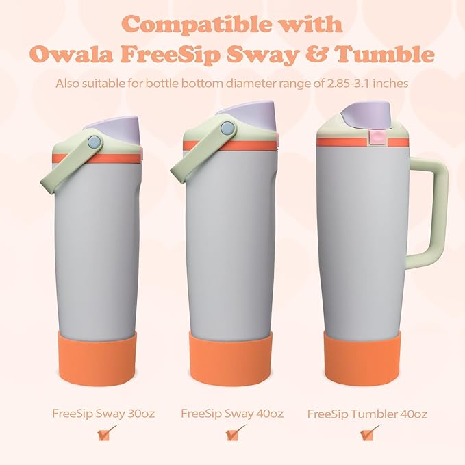 Silicone Boot for Owala 30oz & 40oz FreeSip Sway Bottles & Tumblers - Non-Slip, Scratch-Resistant, Stability Enhancer, Available in 12 Colors (Beach House Orange)