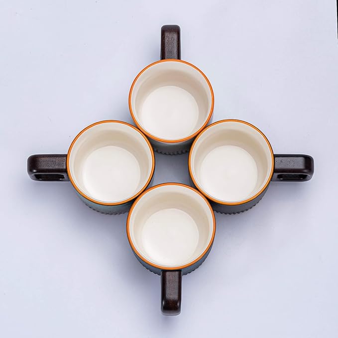 Zurucily Espresso Cups Set of 2, 2 oz Ceramic Espresso Cups, Demitasse Cups for Tea or Coffee (Black)