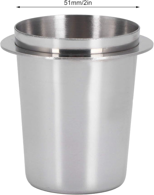 Haosie 51mm Dosing Cup, Stainless Steel Coffee Powder Dosing Cup, Mug Coffee Powder Feeder Part for Espresso Machine