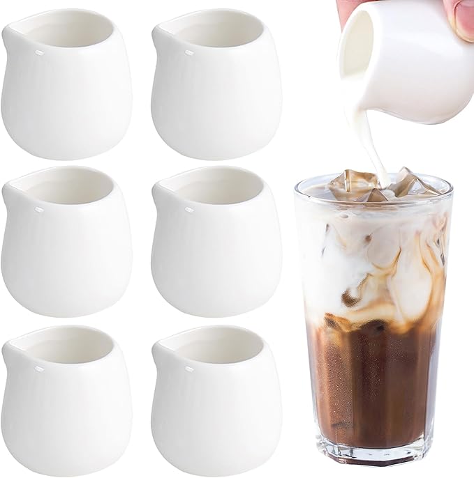 6 PCS Mini Cream Jugs, 50ml Mini Cream Pitcher, Small Creamer for Milk, Coffee, Tea, Jam, Sauces