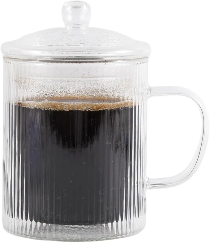 11OZ Double Walled Coffee Mugs Glass with Lid Handles,Cups for Latte,Hot Tea,Cappuccino, Mocha,Cocoa,Hot & Cold Beverages Glasses Heat Resistant Coffee Cups(CLEAR)