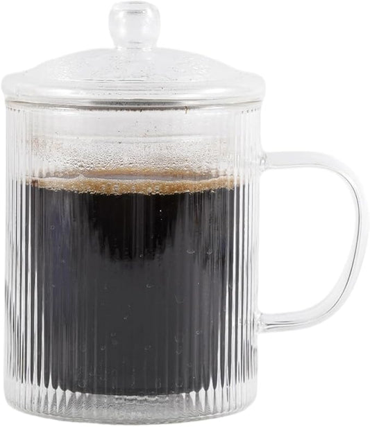 11OZ Double Walled Coffee Mugs Glass with Lid Handles,Cups for Latte,Hot Tea,Cappuccino, Mocha,Cocoa,Hot & Cold Beverages Glasses Heat Resistant Coffee Cups(CLEAR)
