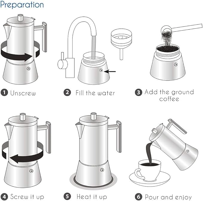 Easyworkz Pedro Stovetop Espresso Maker 4Cup 200ml Stainless Steel Italian Coffee Machine Maker Moka Pot Induction Espresso Pot