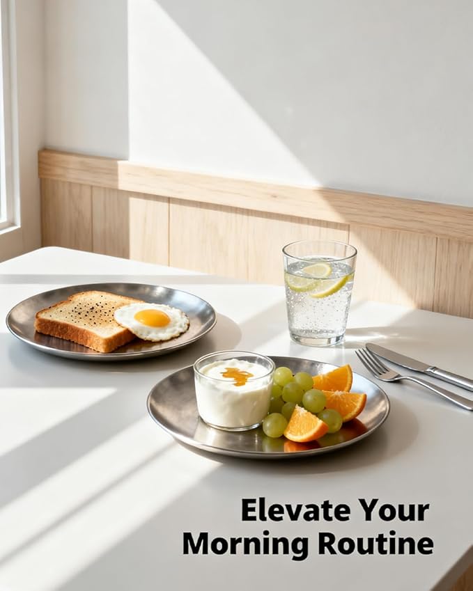 Serving Trays 11.8in Stainless Steel Decorative Tray Round Dessert Trays for Kitchen Wedding Party Coffee Table Silver