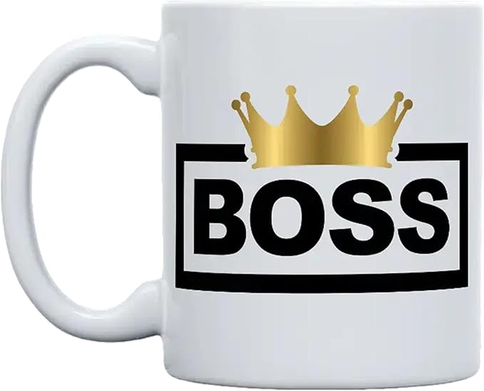 THE CEO Stylish Coffee Mug for Coffee Lovers - Premium Boss Mug with Gloss Finish - Premium Ceramic, Microwave Safe, 11oz Gift Mugs - Boss Crown (White)