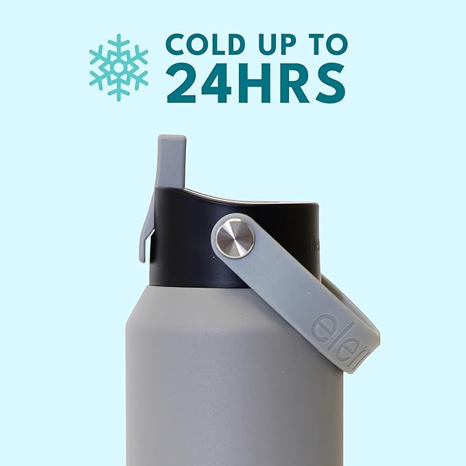 Elemental 40oz Insulated Water Bottle with Straw - 100% Leak-Proof Stainless Steel Core Water Bottles for Travel, Sports and Gym - Double Wall Insulation & BPA Free - Graphite