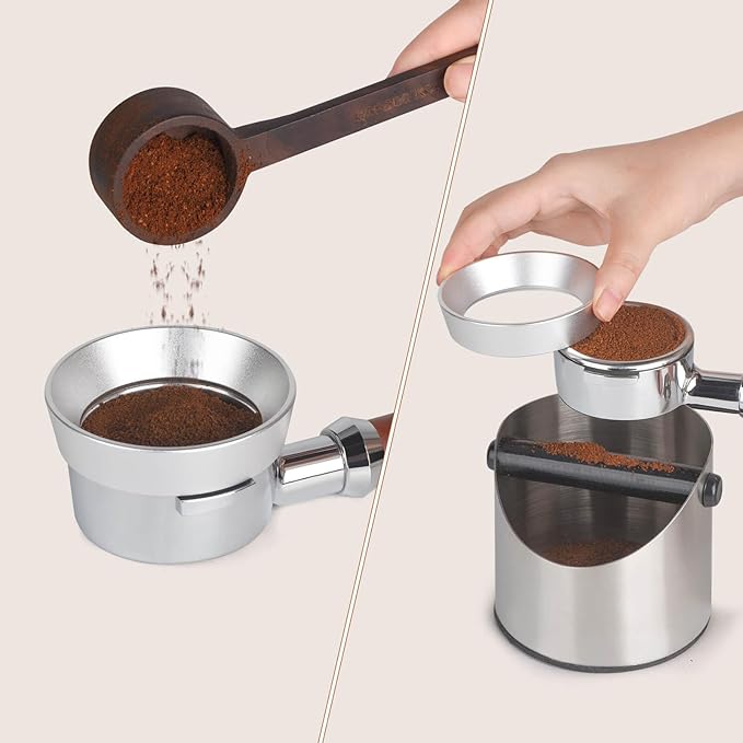 Attsky 54mm Portafilter Funnel with Magnetic, Lightweight Aluminum Espresso Dosing Funnel