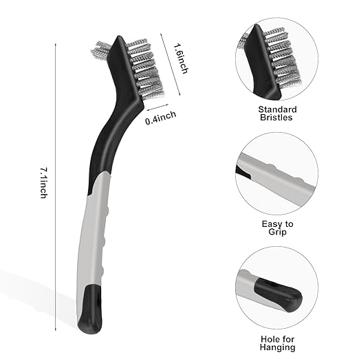 Wire Brush Set 6Pcs, Wire Brushes with Brass/Stainless Steel/Nylon Bristles - Deep Cleaning for Paint Scrubbing, Rust & Dirt Removal and Kitchen Cleaner