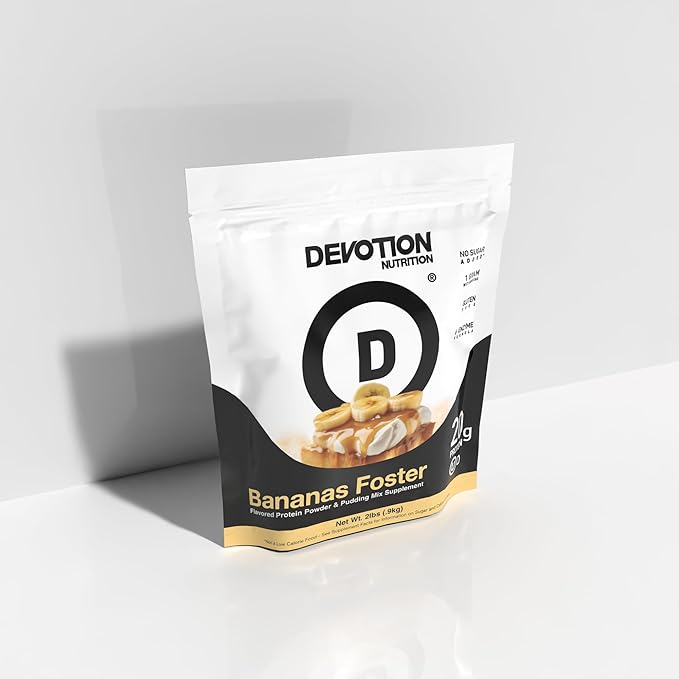 Devotion Nutrition Protein Powder Bananas Foster – 20g Whey Isolate & Casein Protein Blend – No Added Sugar, Low Carb, Gluten-Free, Keto-Friendly, 1g MCT, Kosher – 2lb Pouch
