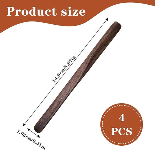 4Pcs Black Walnut Wood Coffee Stirrers, 6″ Round head Coffee Stir Sticks, Individually Wrapped Wooden Stir Sticks, Eco-Friendly Wood Stick for Drinks, Tea, Great for peanut butter etc.