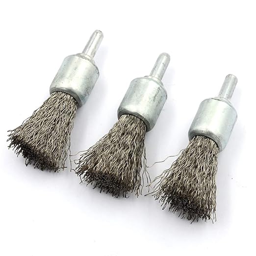 DGOL 5 Packs 3/4 inch Stainless Steel Wire Knot End Brush with 1/4 inch Round Shank for Drill Not for Die Grinder