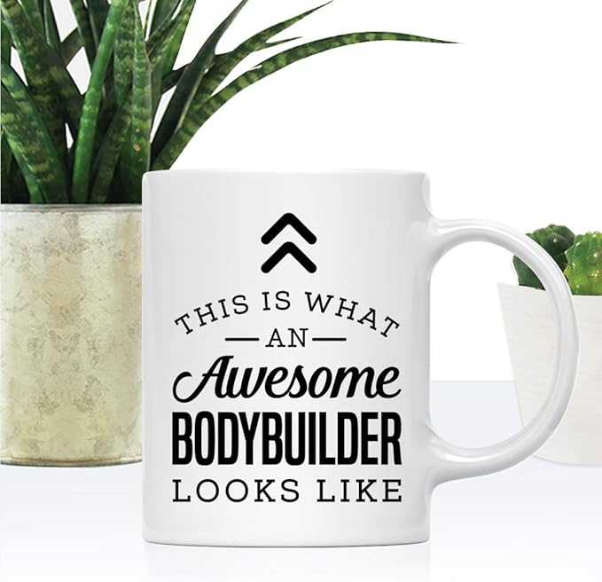 Andaz Press 11oz. Ceramic Coffee Tea Mug Thank You Gift, This is What an Awesome Bodybuilder Looks Like, 1-Pack, Birthday Christmas Gift Ideas Coworker Him Her, Includes Gift Box