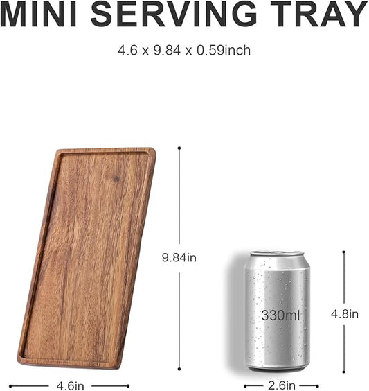 Mini Wooden Serving Platter, Small Wood Serving Tray for Tea/Coffee (Acacia Wood, S)