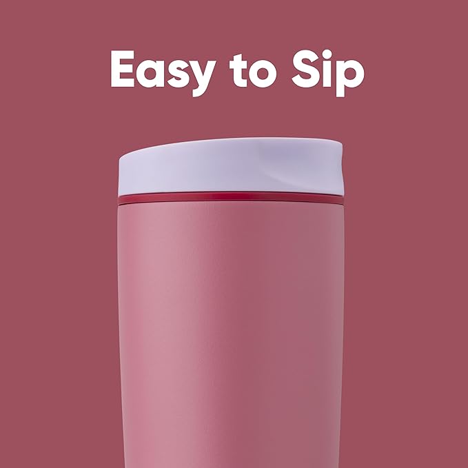 Owala SmoothSip Slider Insulated Stainless Steel Coffee Tumbler, Reusable Iced Coffee Cup, Hot Coffee Travel Mug, BPA Free 20 oz, Purple/Pink (Crochet Queen) | Insulated, Reusable, Iced Coffee Cup, BPA Free, Crochet Queen