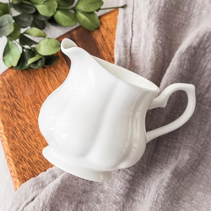 Ceramic Milk Pot 8Oz Heat-Resistant Creamer Pitcher with Spout Practical Milk Cup for Coffee Tea Sauce and Juice Serving