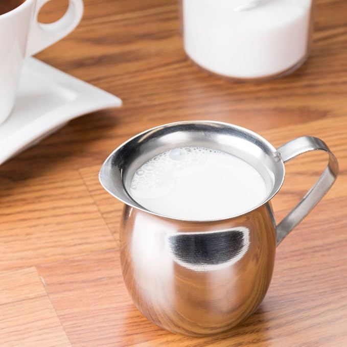 Betolla (6 Pack) 8 oz Stainless Steel Bell Creamer – Bell-Shaped Mini Pitchers for Serving Cream, Milk, Syrups & More