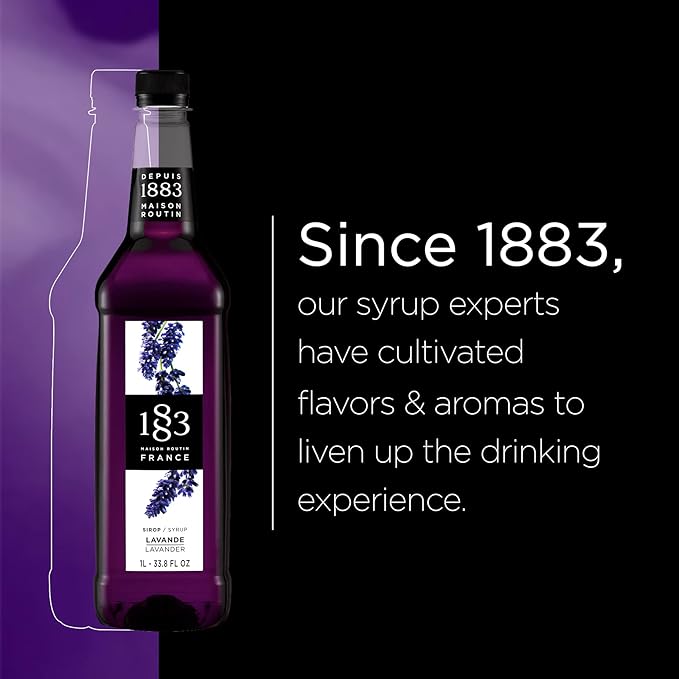 1883 Lavender Syrup for Drinks, Made in France, 1 Liter Plastic Bottle